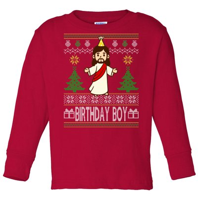 Jesus Birthday Boy Ugly Christmas Toddler Long Sleeve Shirt