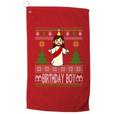 Jesus Birthday Boy Ugly Christmas Platinum Collection Golf Towel