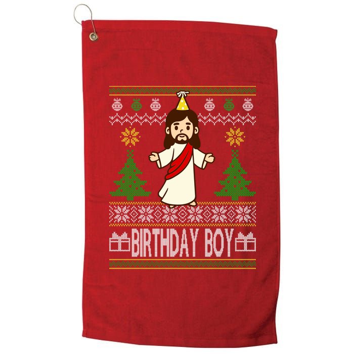 Jesus Birthday Boy Ugly Christmas Platinum Collection Golf Towel