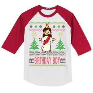 Jesus Birthday Boy Ugly Christmas Kids Colorblock Raglan Jersey