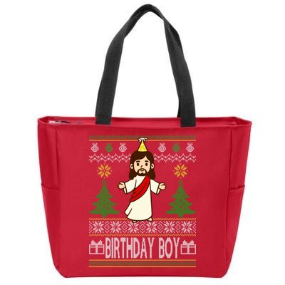 Jesus Birthday Boy Ugly Christmas Zip Tote Bag