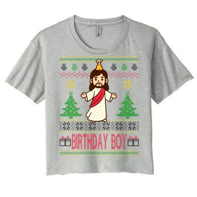 Jesus Birthday Boy Ugly Christmas Women's Crop Top Tee