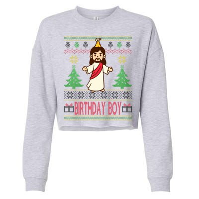 Jesus Birthday Boy Ugly Christmas Cropped Pullover Crew