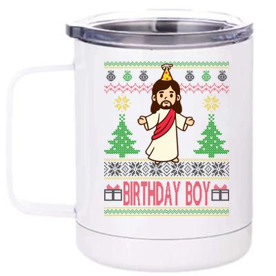 Jesus Birthday Boy Ugly Christmas 12 oz Stainless Steel Tumbler Cup