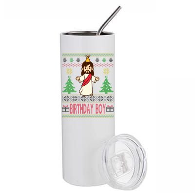 Jesus Birthday Boy Ugly Christmas Stainless Steel Tumbler