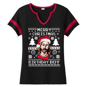 Jesus Birthday Ugly Christmas Sweater Ladies Halftime Notch Neck Tee