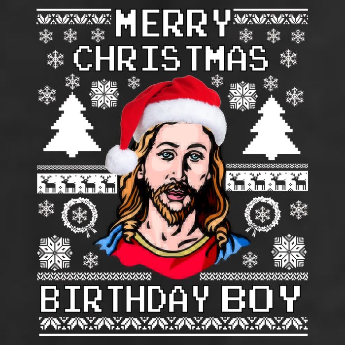 Jesus Birthday Ugly Christmas Sweater 7 Panel Mesh Trucker Snapback Hat