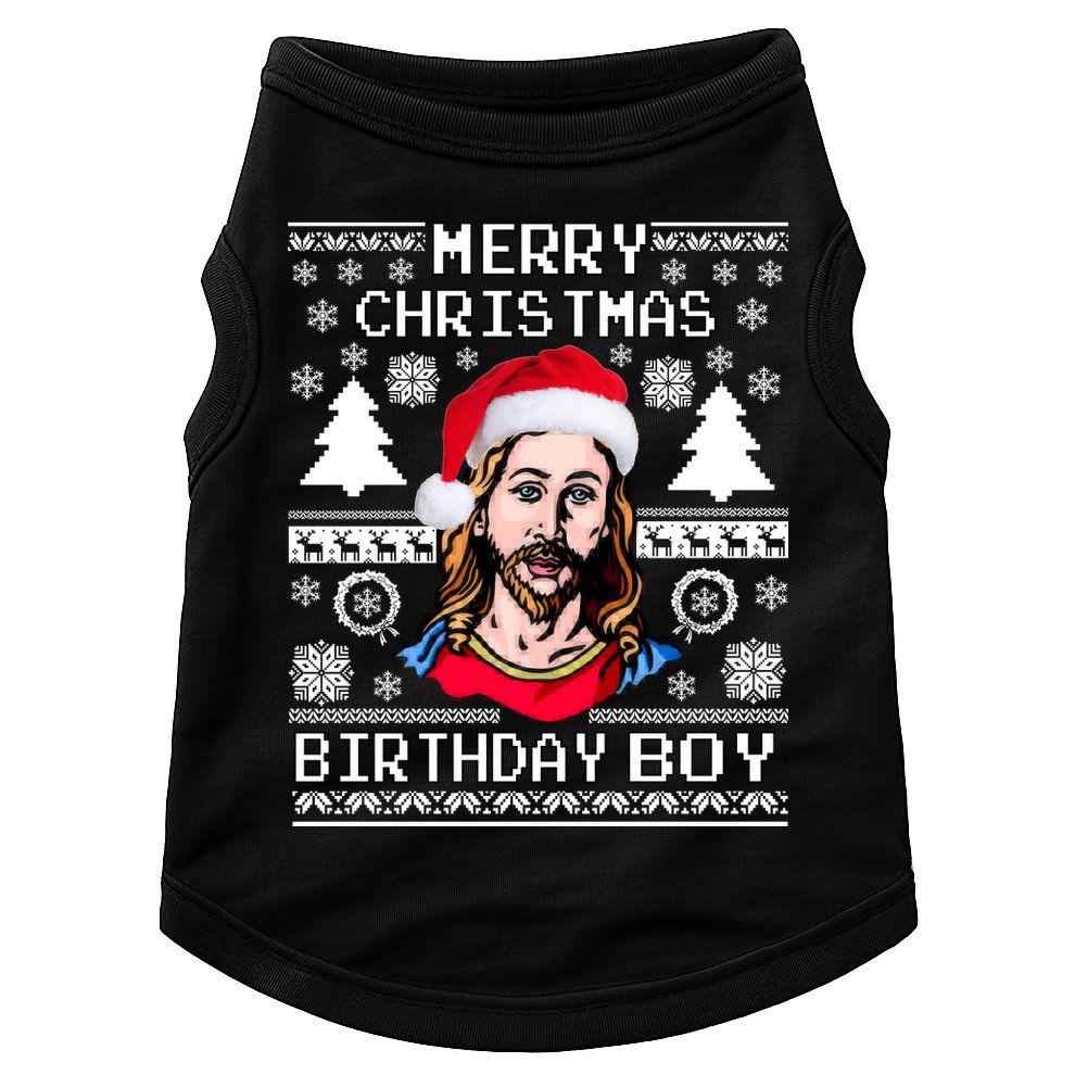 Jesus Birthday Ugly Christmas Sweater Doggie Tank