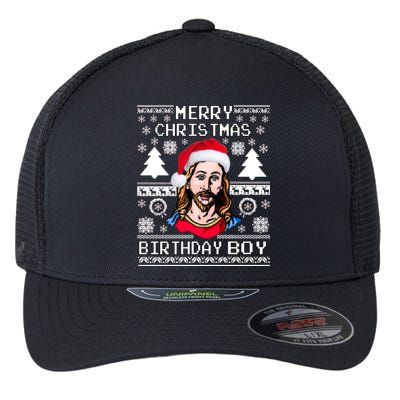 Jesus Birthday Ugly Christmas Sweater Flexfit Unipanel Trucker Cap