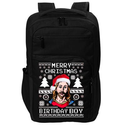 Jesus Birthday Ugly Christmas Sweater Impact Tech Backpack