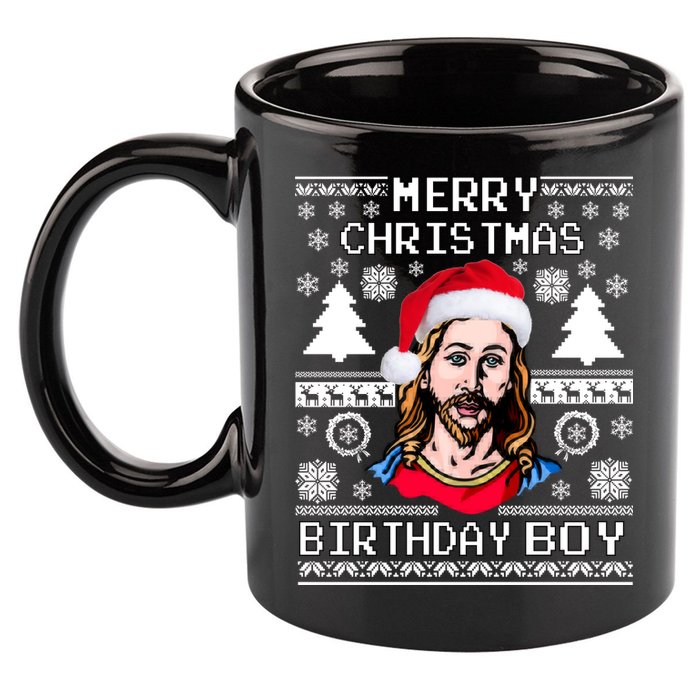 Jesus Birthday Ugly Christmas Sweater 11oz C Handle Ceramic Mug