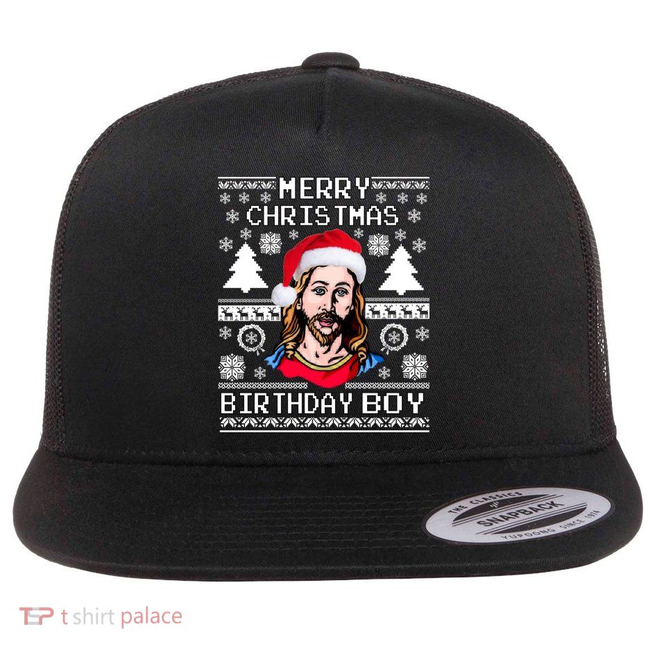 Jesus Birthday Ugly Christmas Sweater Flatbill Hat
