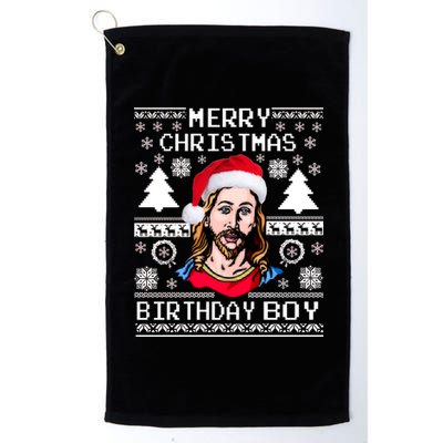 Jesus Birthday Ugly Christmas Sweater Platinum Collection Golf Towel