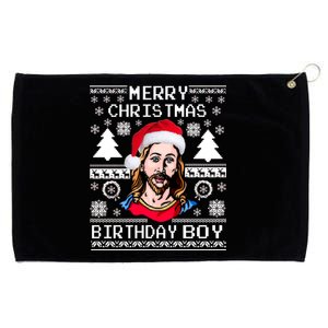 Jesus Birthday Ugly Christmas Sweater Grommeted Golf Towel