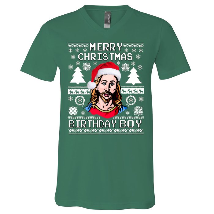 Jesus Birthday Ugly Christmas Sweater V-Neck T-Shirt