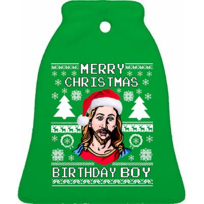 Jesus Birthday Ugly Christmas Sweater Ceramic Bell Ornament