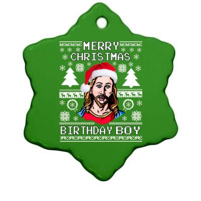 Jesus Birthday Ugly Christmas Sweater Ceramic Star Ornament