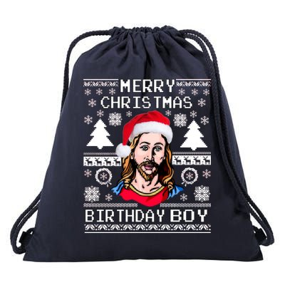 Jesus Birthday Ugly Christmas Sweater Drawstring Bag