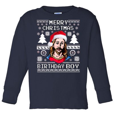 Jesus Birthday Ugly Christmas Sweater Toddler Long Sleeve Shirt