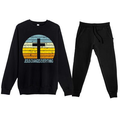 Jesus Changes Everything Premium Crewneck Sweatsuit Set