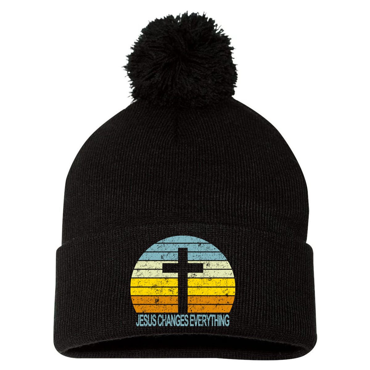 Jesus Changes Everything Pom Pom 12in Knit Beanie