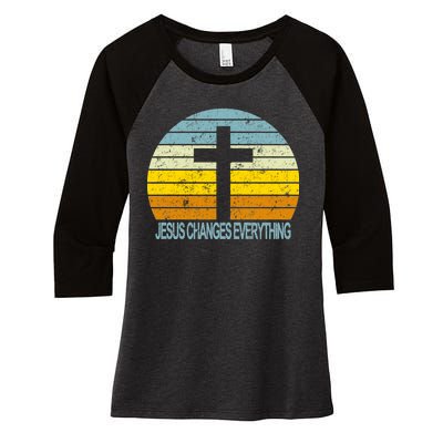 Jesus Changes Everything Women's Tri-Blend 3/4-Sleeve Raglan Shirt