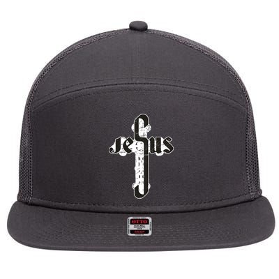 Jesus Christ Cross Faith 7 Panel Mesh Trucker Snapback Hat