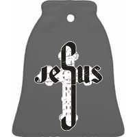 Jesus Christ Cross Faith Ceramic Bell Ornament