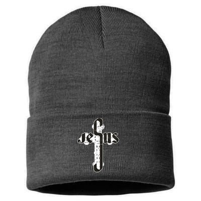 Jesus Christ Cross Faith Sustainable Knit Beanie