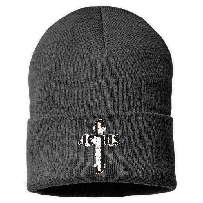 Jesus Christ Cross Faith Sustainable Knit Beanie