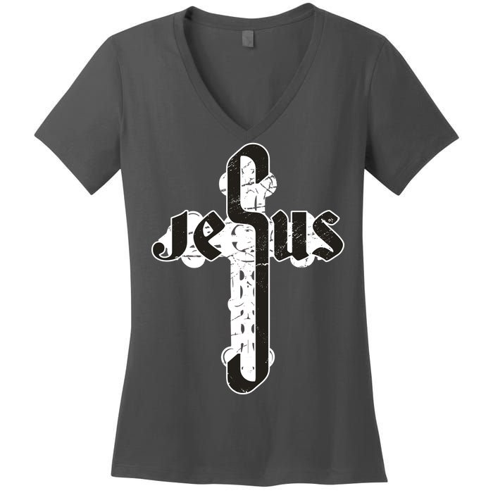 Jesus Christ Cross Faith Women's V-Neck T-Shirt