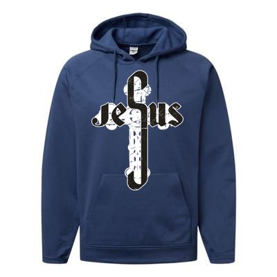 Jesus Christ Cross Faith Performance Fleece Hoodie