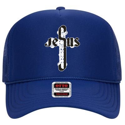 Jesus Christ Cross Faith High Crown Mesh Back Trucker Hat