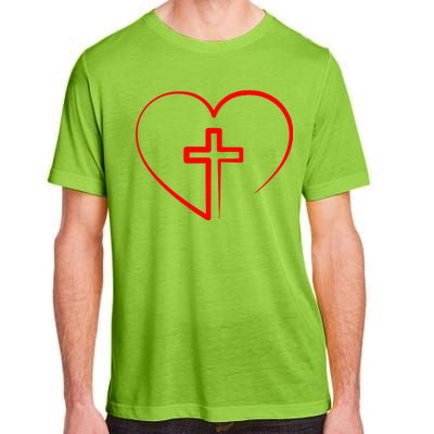 Jesus Christ Cross Heart Adult ChromaSoft Performance T-Shirt