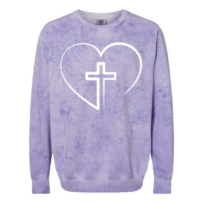 Jesus Christ Cross Heart Colorblast Crewneck Sweatshirt