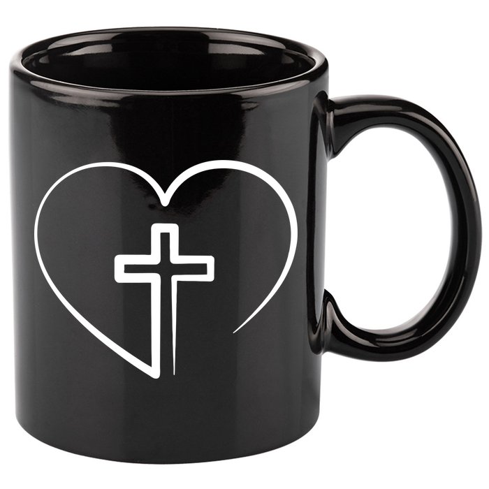 Jesus Christ Cross Heart 11oz C Handle Ceramic Mug