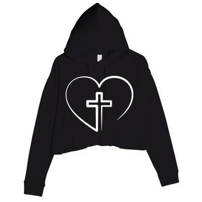 Jesus Christ Cross Heart Crop Fleece Hoodie