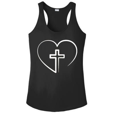 Jesus Christ Cross Heart Ladies PosiCharge Competitor Racerback Tank