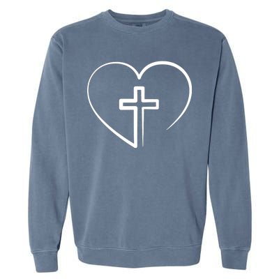 Jesus Christ Cross Heart Garment-Dyed Sweatshirt