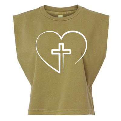 Jesus Christ Cross Heart Garment-Dyed Women's Muscle Tee