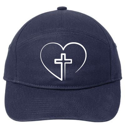 Jesus Christ Cross Heart 7-Panel Snapback Hat