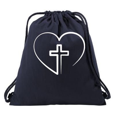 Jesus Christ Cross Heart Drawstring Bag