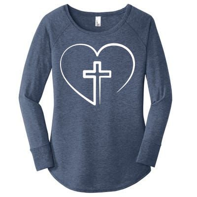 Jesus Christ Cross Heart Women's Perfect Tri Tunic Long Sleeve Shirt