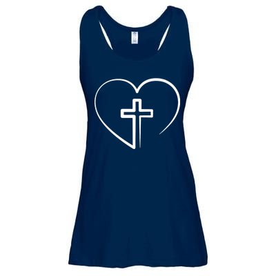 Jesus Christ Cross Heart Ladies Essential Flowy Tank