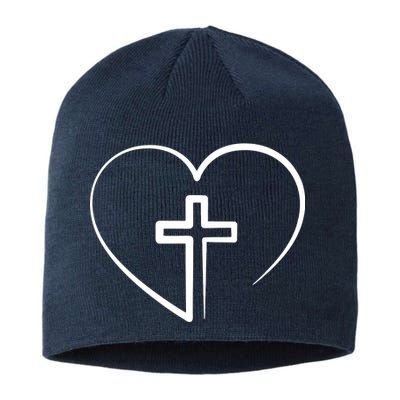 Jesus Christ Cross Heart Sustainable Beanie