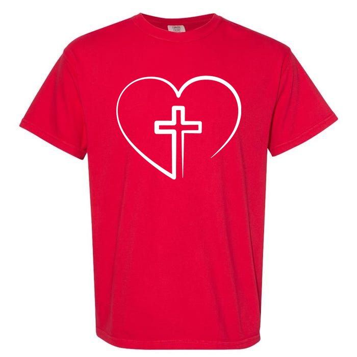 Jesus Christ Cross Heart Garment-Dyed Heavyweight T-Shirt