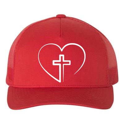 Jesus Christ Cross Heart Yupoong Adult 5-Panel Trucker Hat