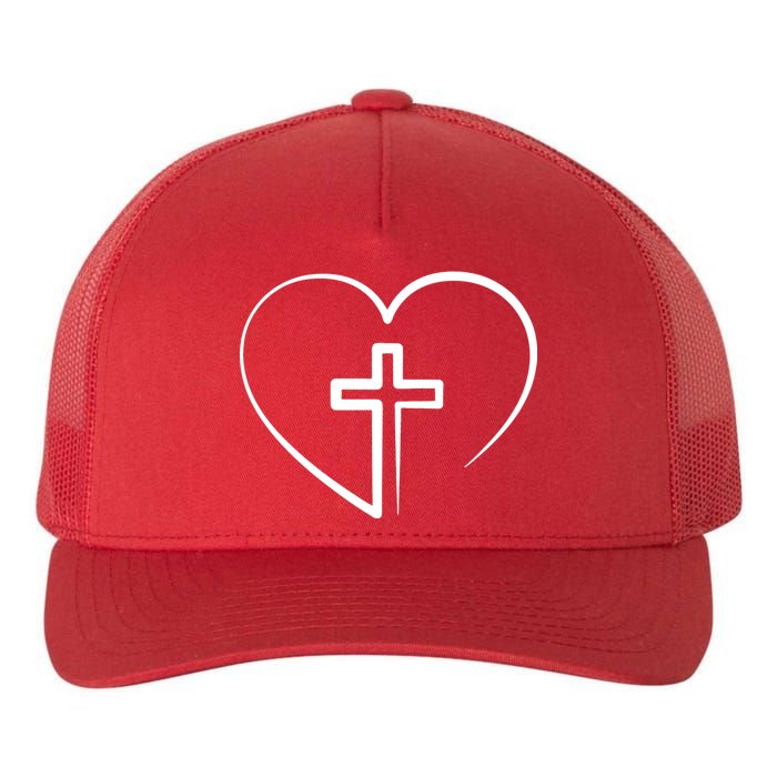 Jesus Christ Cross Heart Yupoong Adult 5-Panel Trucker Hat