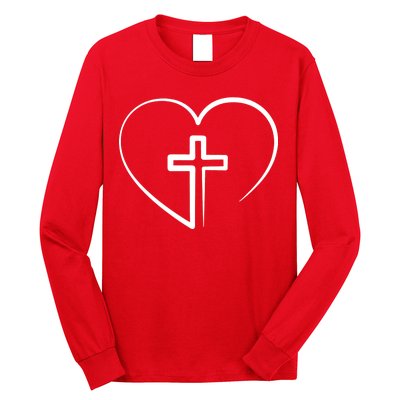 Jesus Christ Cross Heart Long Sleeve Shirt