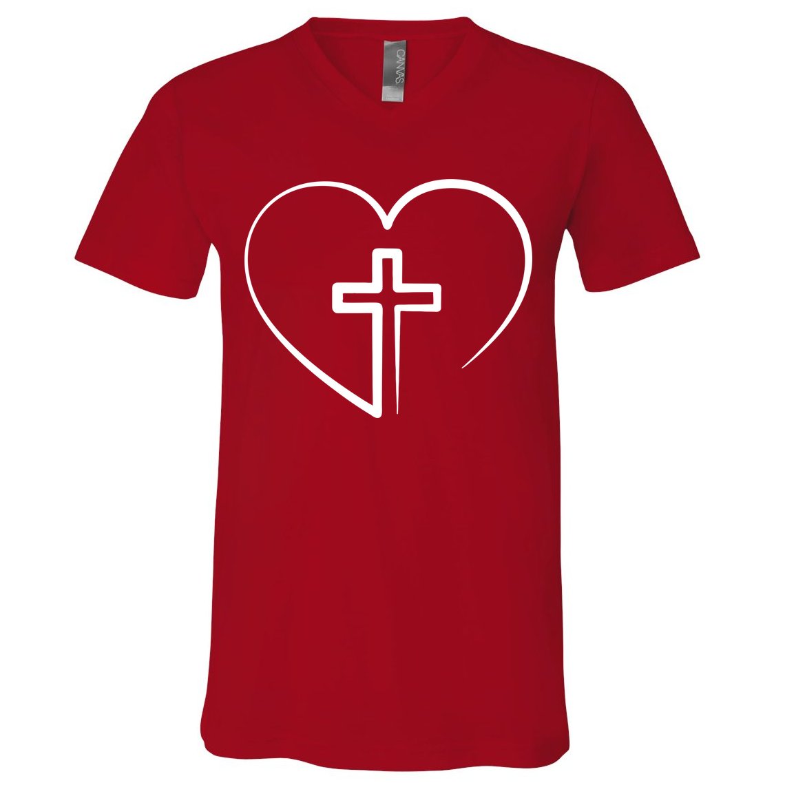 Jesus Christ Cross Heart V-Neck T-Shirt